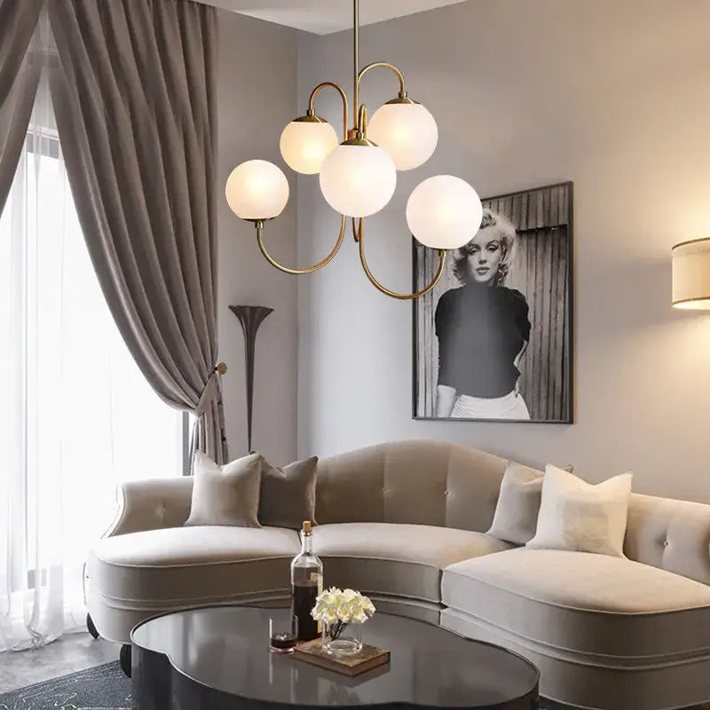 Modern gold glass balls chandelier dining room pendant light