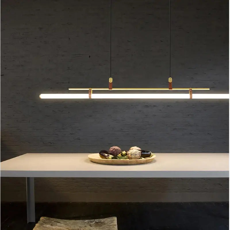 Modern gold glass belt chandelier dining room led pendant light