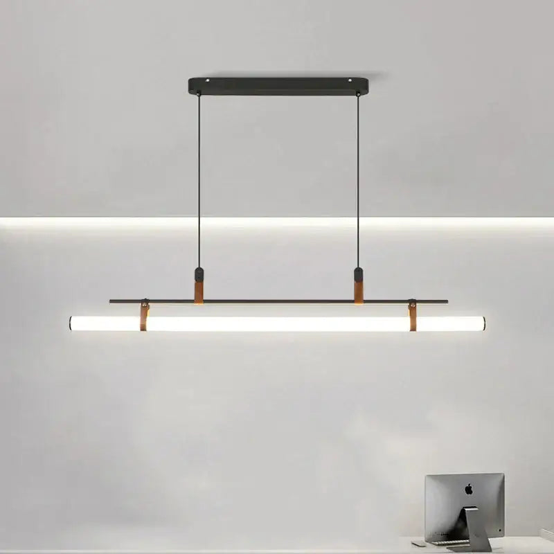 Modern gold glass belt chandelier dining room led pendant light
