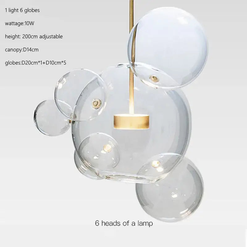 Modern gold glass bubble ball led chandelier – dining room light