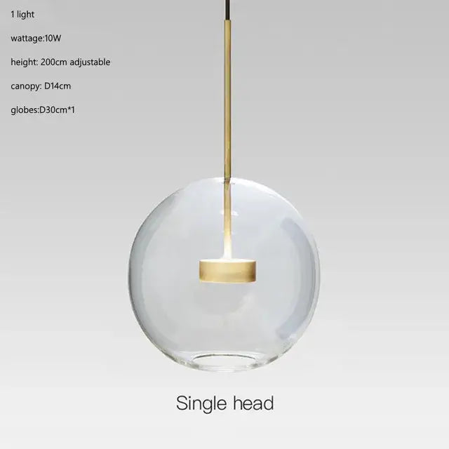 Modern gold glass bubble ball led chandelier – dining room light