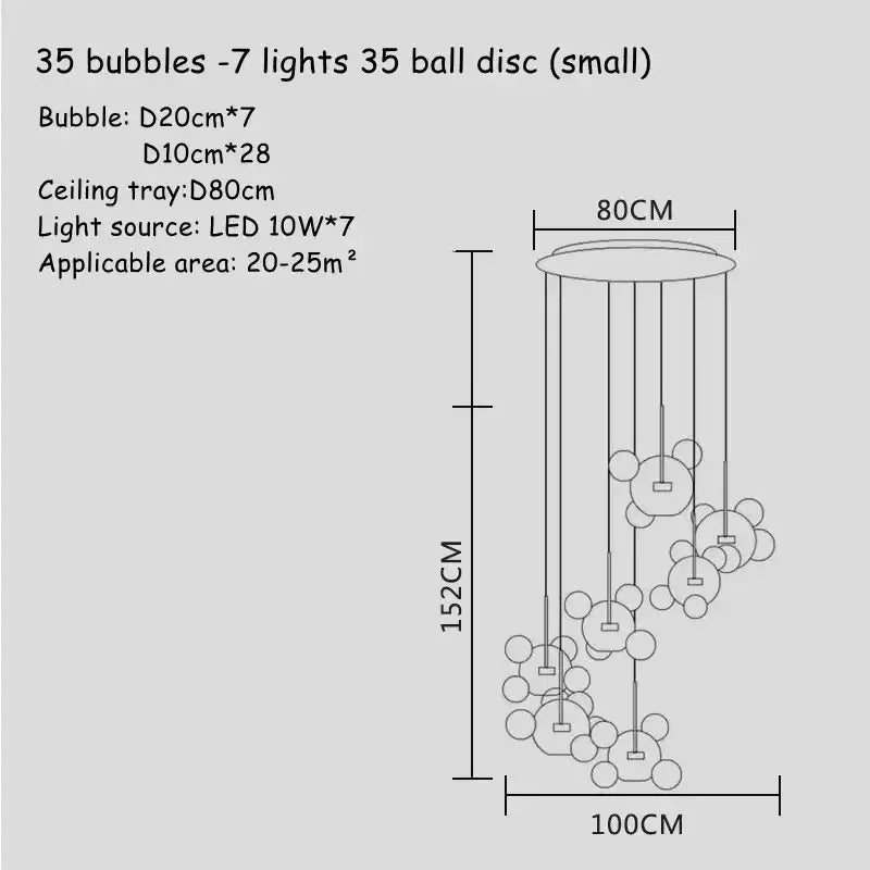 Modern gold glass bubble chandelier dining room art deco light