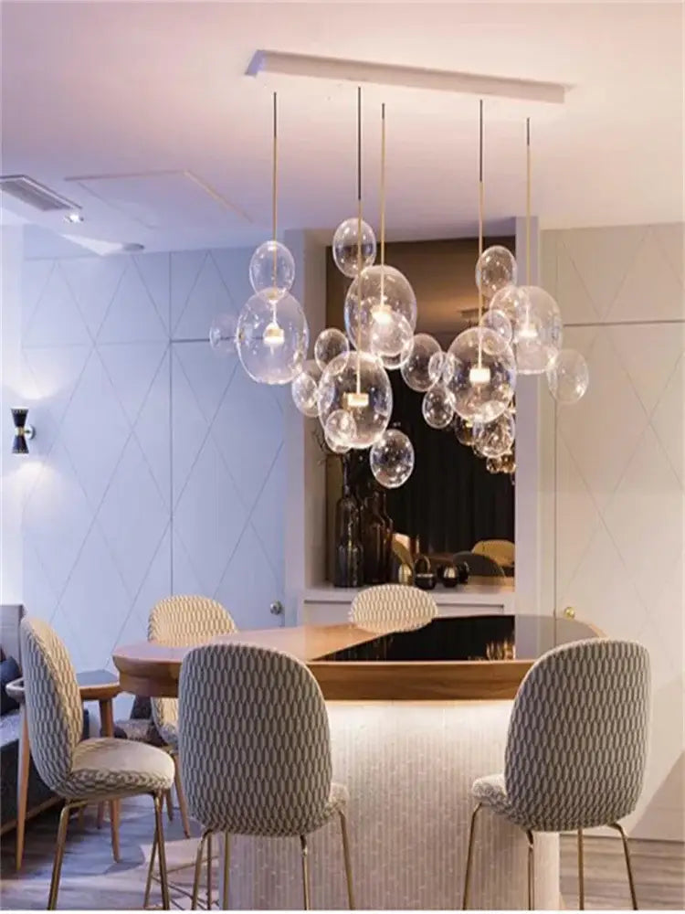 Modern gold glass bubble chandelier dining room art deco light