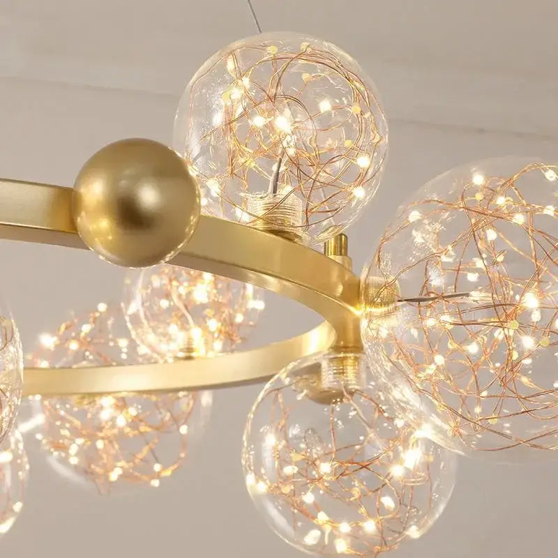 Modern gold glass bubble led chandelier dining room art light