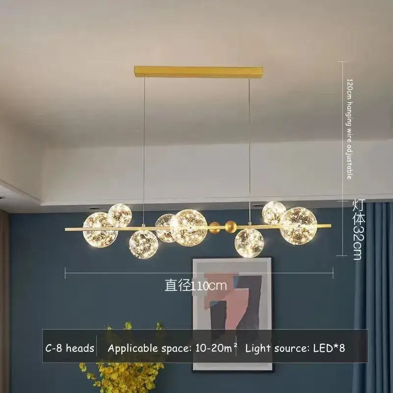 Modern gold glass bubble led chandelier dining room art light