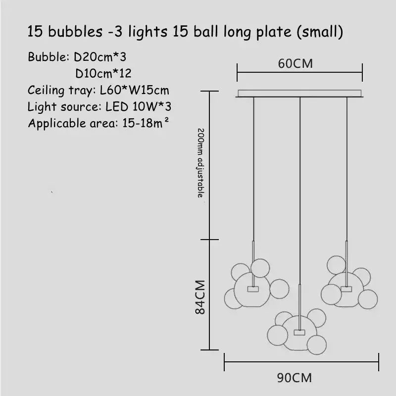 Modern gold glass bubble led chandelier dining room pendant light
