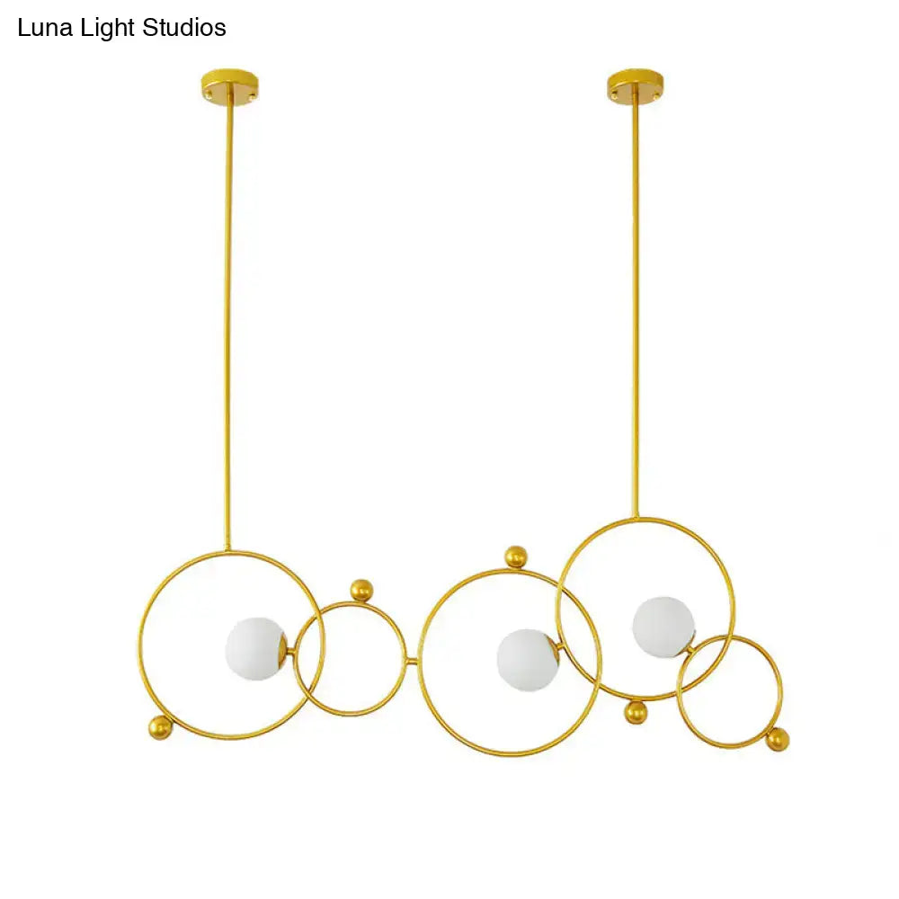 Modern gold glass ring pendant light dining room adjustable rods