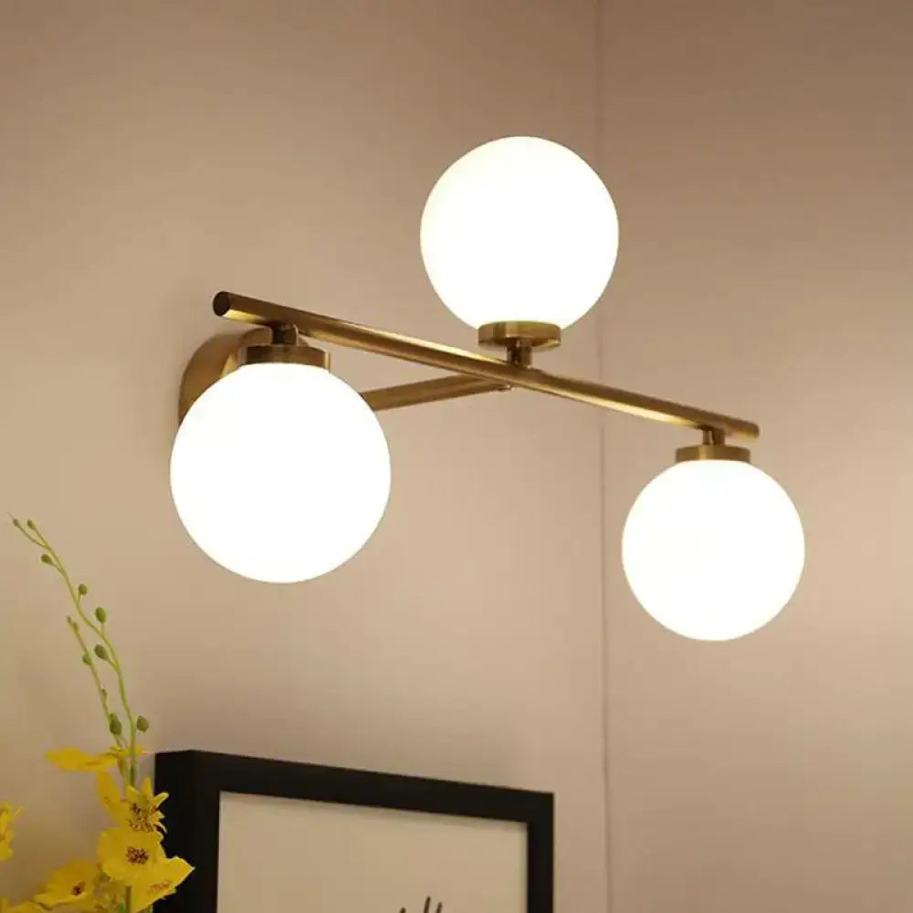 Modern gold globe opal glass wall lamp bedroom sconce