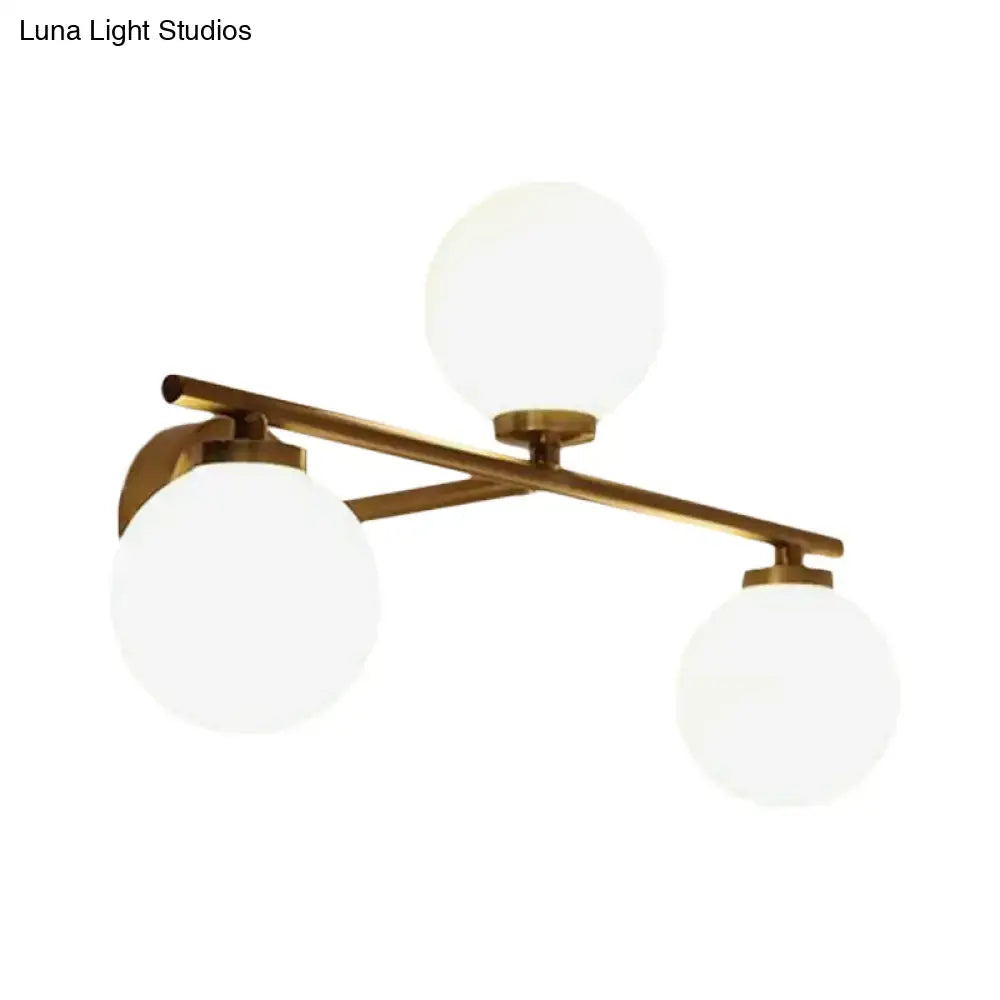 Modern gold globe opal glass wall lamp bedroom sconce