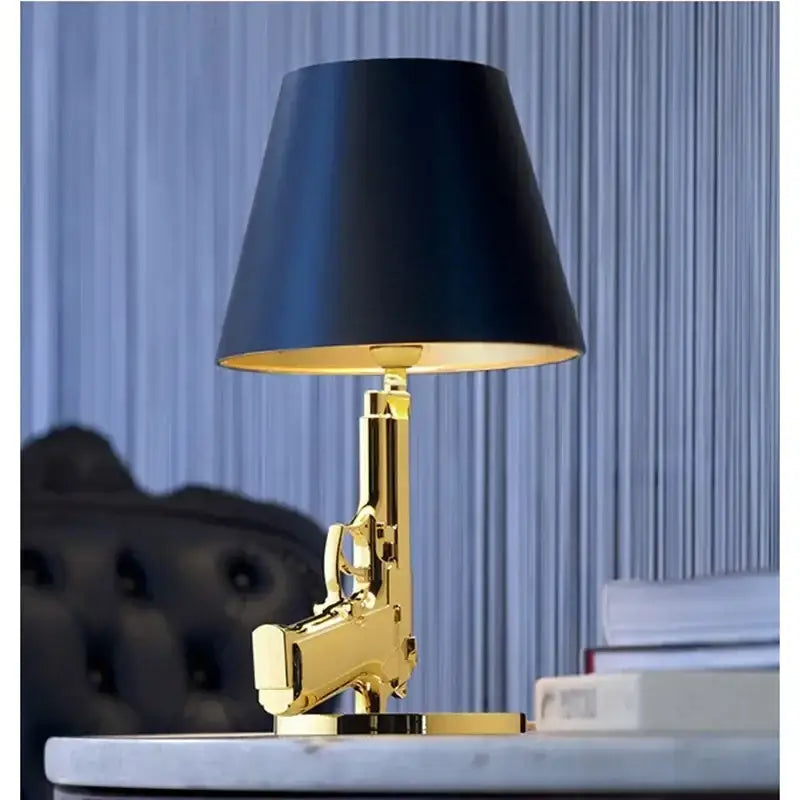 Modern gold gun floor lamp living room decorbites gun floor light