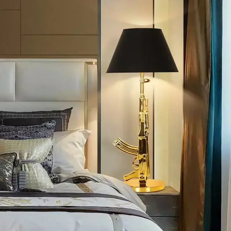 Modern gold gun floor lamp living room decorbites gun floor light