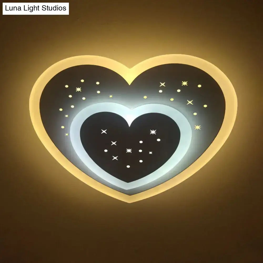 Modern gold heart pendant wall light bedroom starry black center