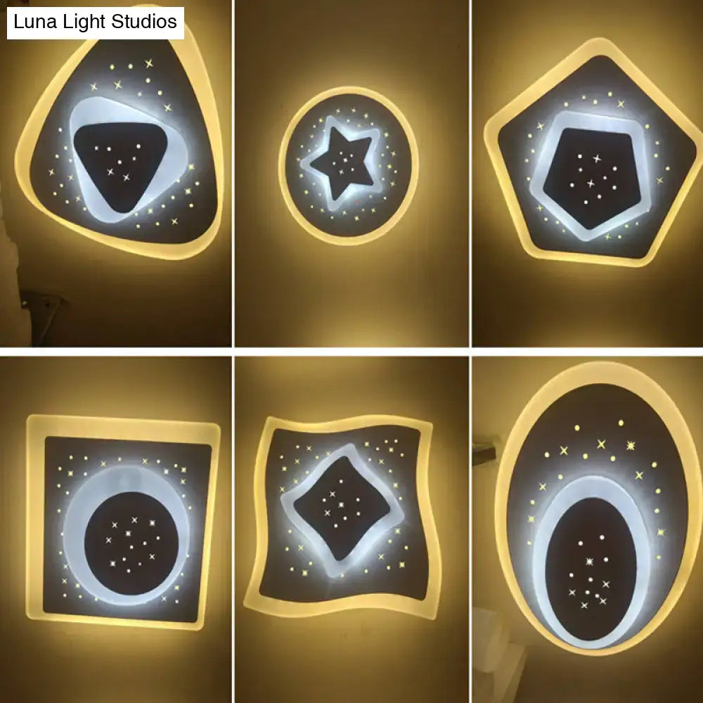 Modern gold heart pendant wall light bedroom starry black center