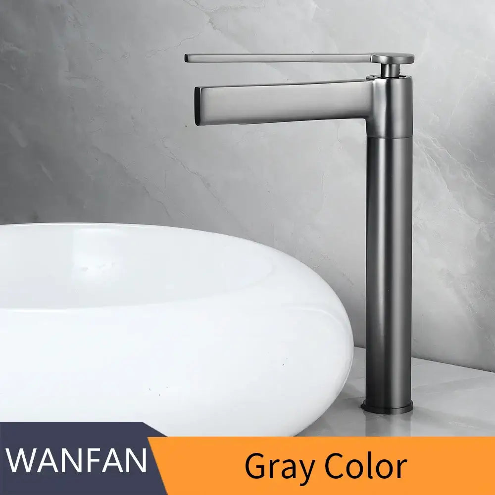 Modern gold high arc brass deck mounted basin faucet bathroom mixer