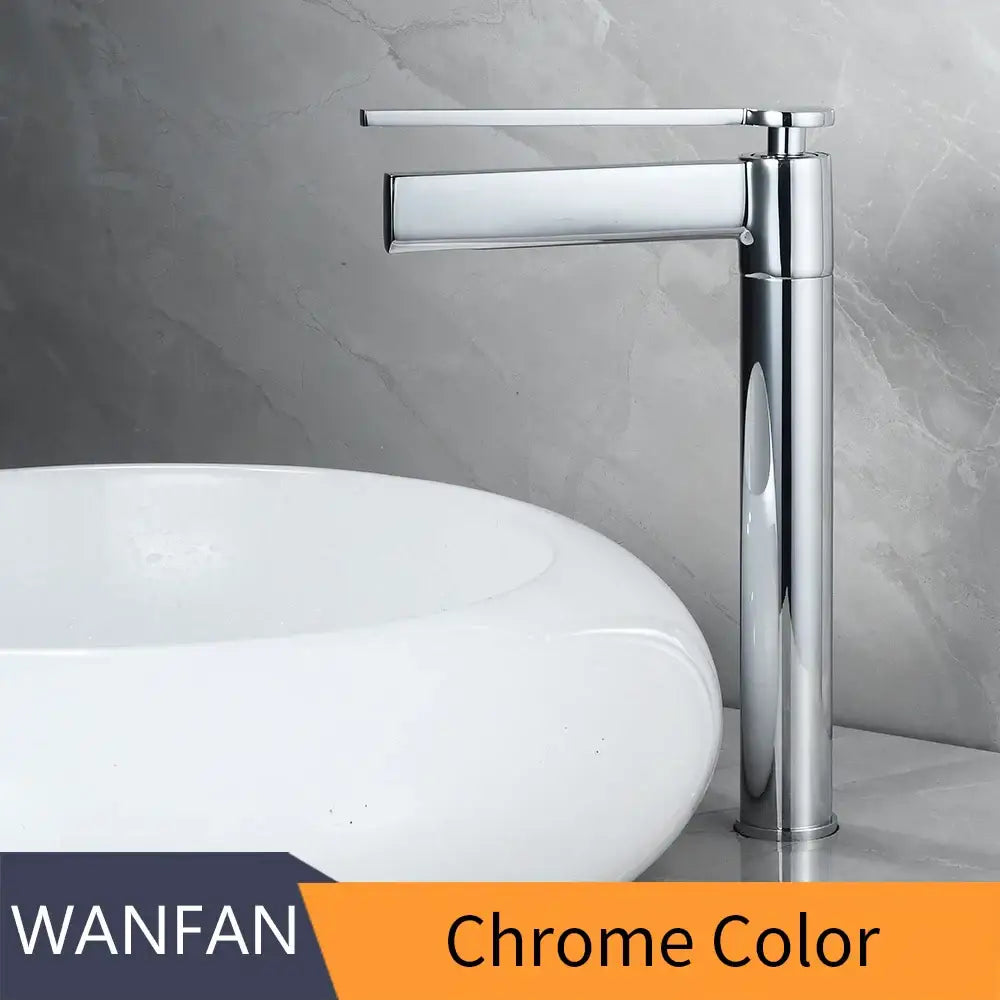 Modern gold high arc brass deck mounted basin faucet bathroom mixer