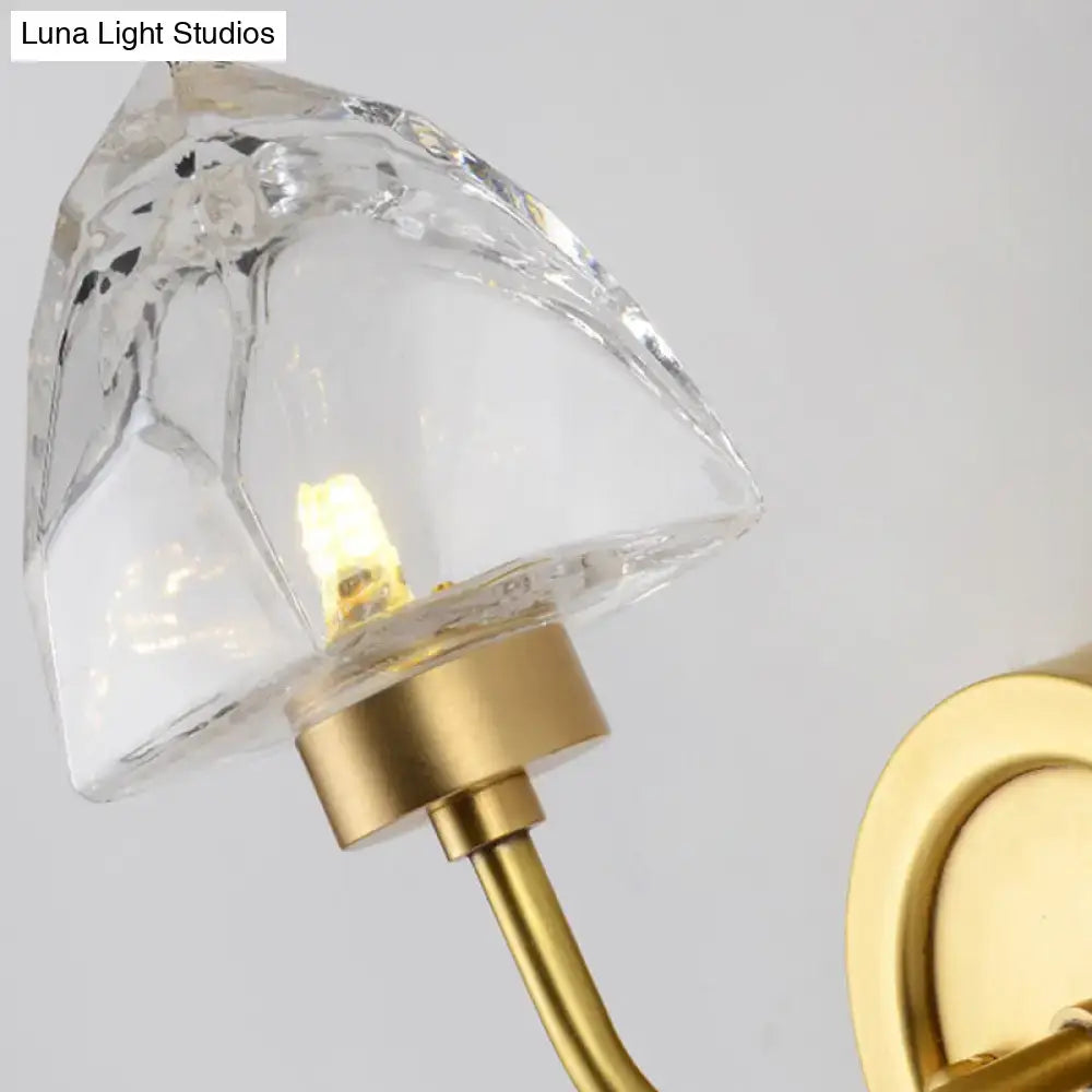 Modern gold ice cube wall light bedroom crystal sconce