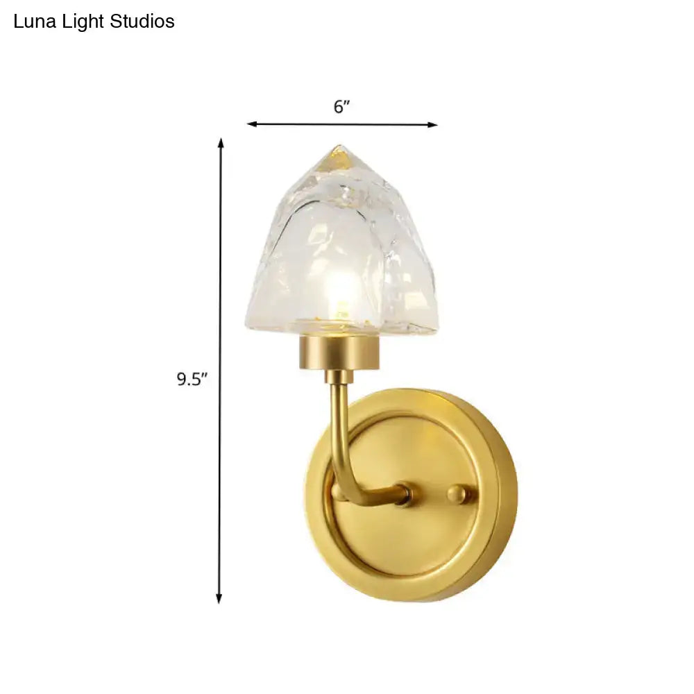 Modern gold ice cube wall light bedroom crystal sconce