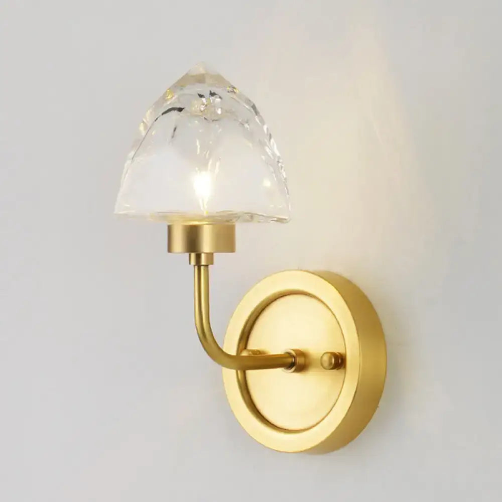 Modern gold ice cube wall light bedroom crystal sconce