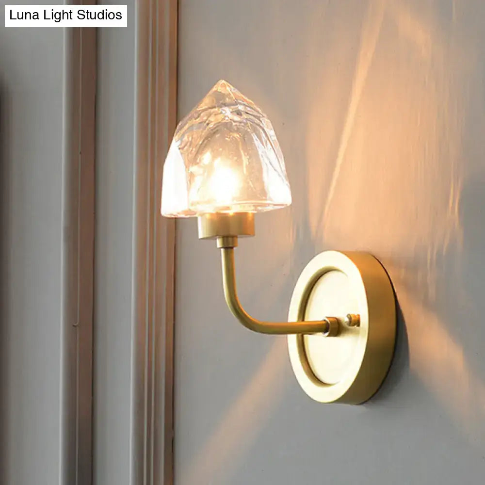 Modern gold ice cube wall light bedroom crystal sconce