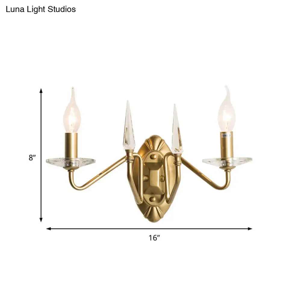 Modern gold iron candle wall light with crystals – living room