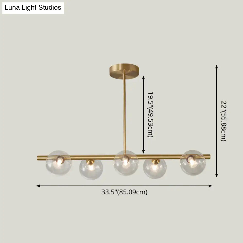 Modern gold island pendant lighting dining room glass globe shades