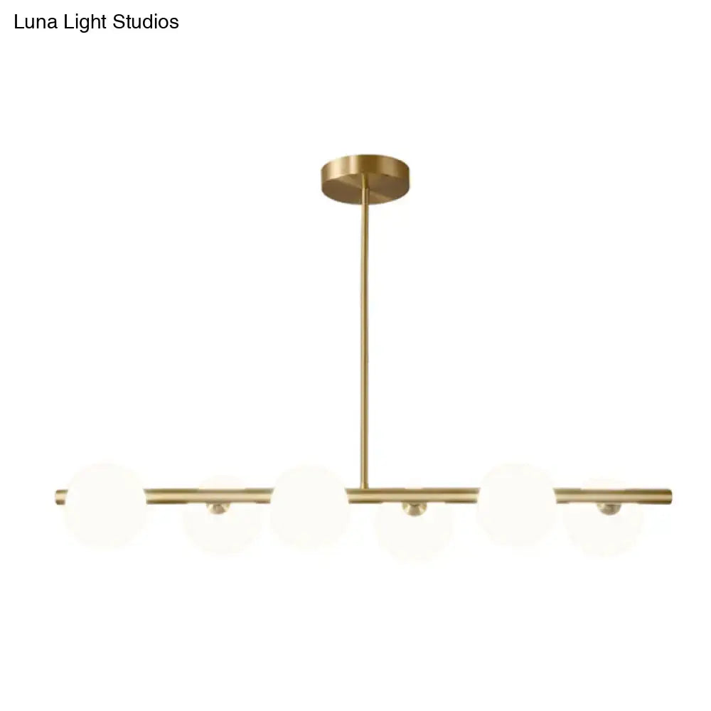 Modern gold island pendant lighting dining room glass globe shades
