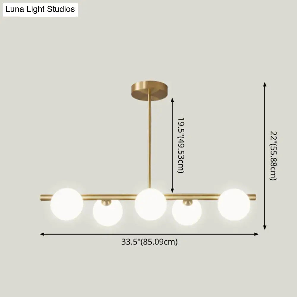 Modern gold island pendant lighting dining room glass globe shades