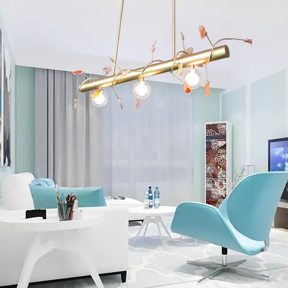 Modern gold leaf 3 light type pendant – kitchen 110v-120v glass bulbs