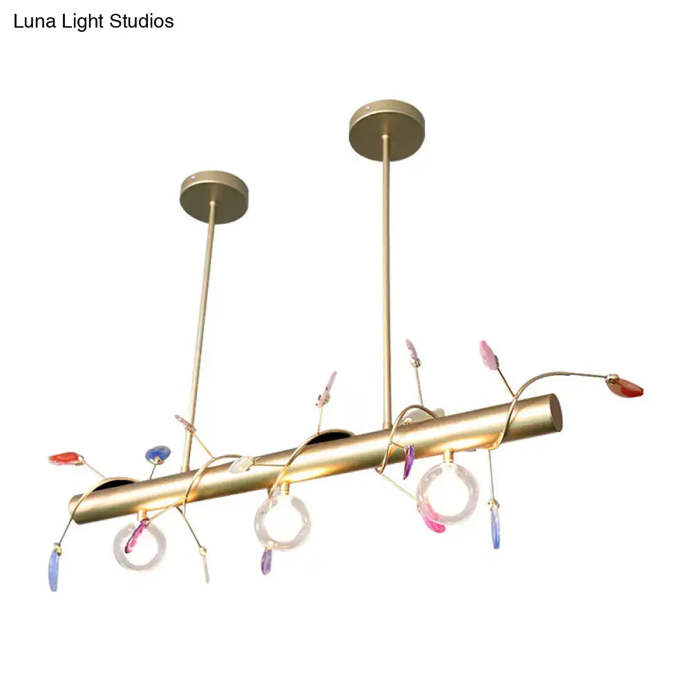 Modern gold leaf 3 light type pendant – kitchen 110v-120v glass bulbs