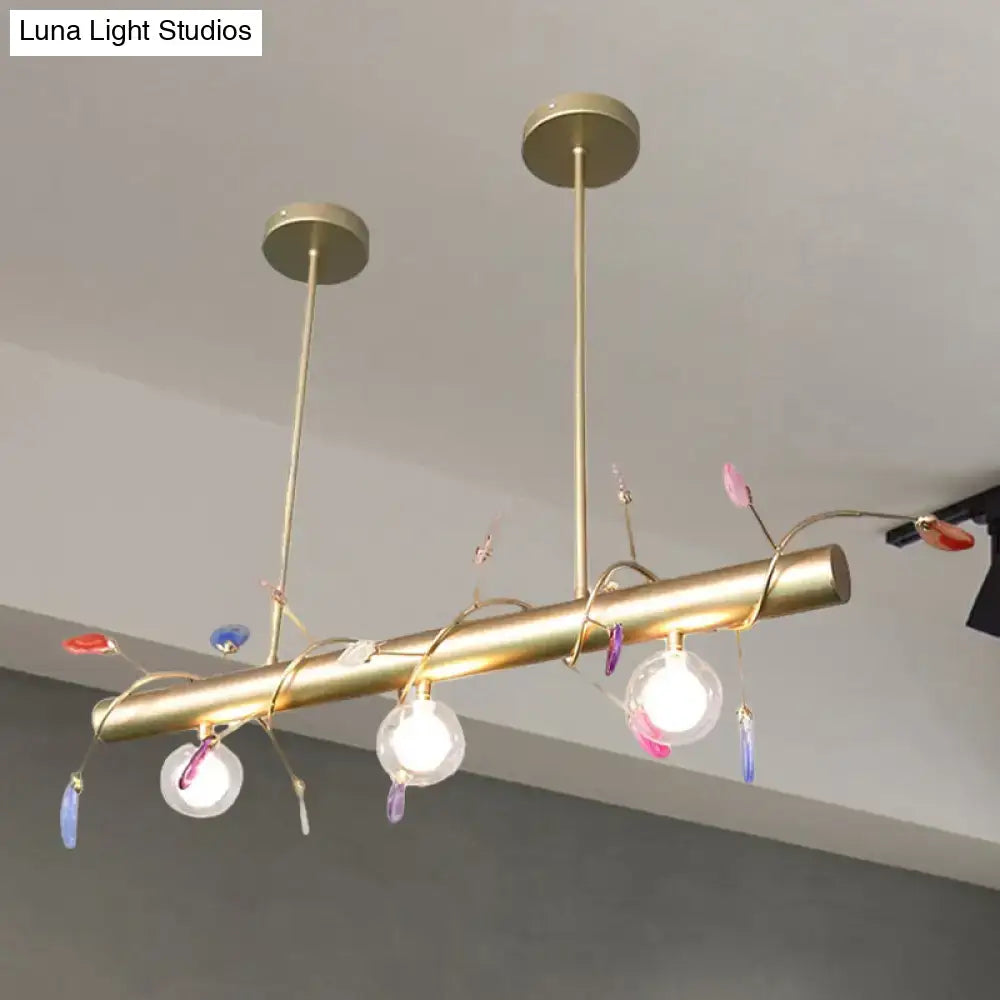 Modern gold leaf 3 light type pendant – kitchen 110v-120v glass bulbs