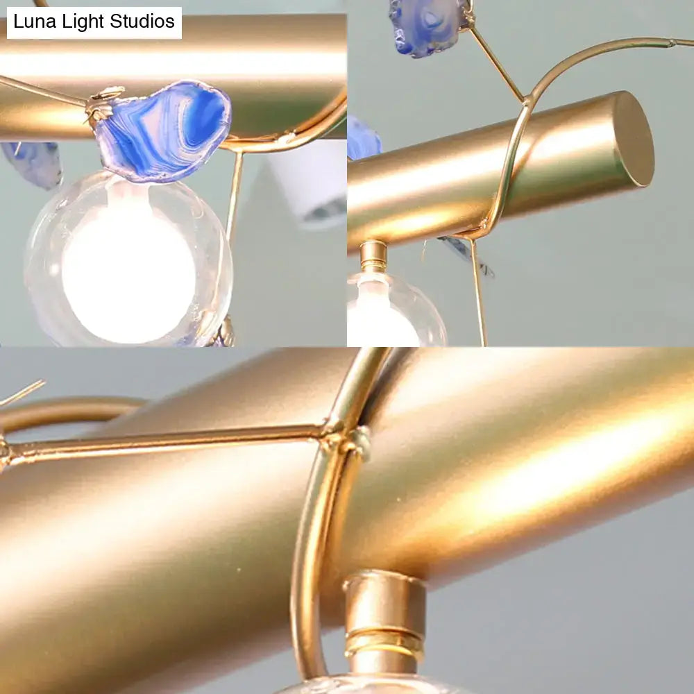 Modern gold leaf 3 light type pendant – kitchen 110v-120v glass bulbs
