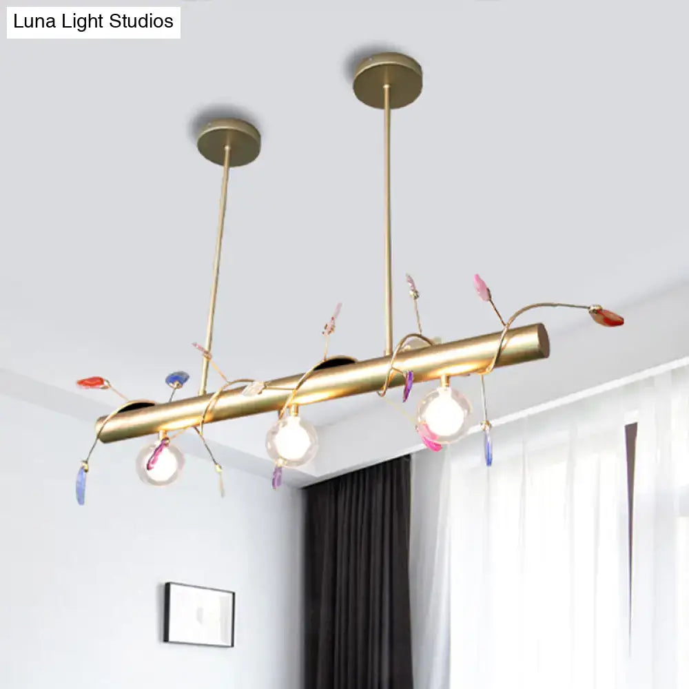 Modern gold leaf 3 light type pendant – kitchen 110v-120v glass bulbs