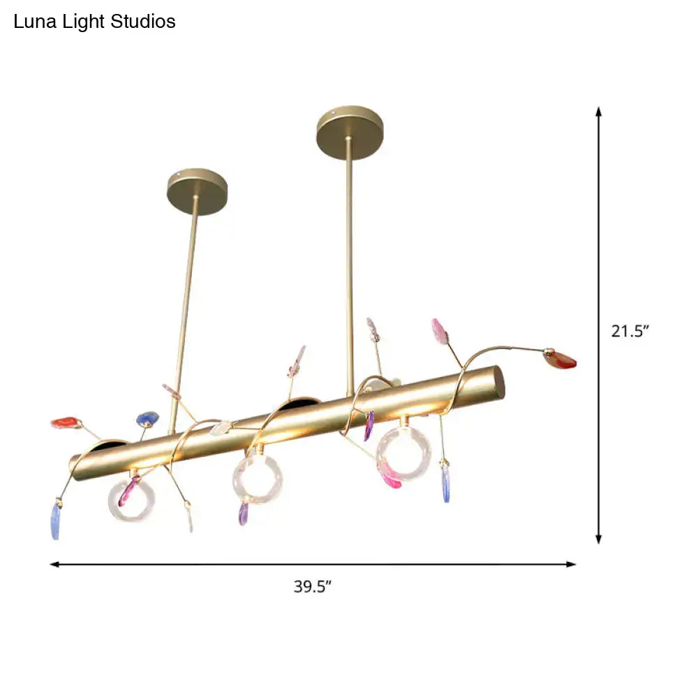 Modern gold leaf 3 light type pendant – kitchen 110v-120v glass bulbs