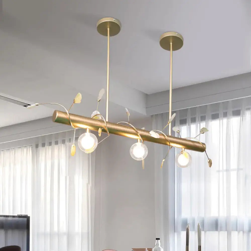 Modern gold leaf 3 light type pendant – kitchen 110v-120v glass bulbs
