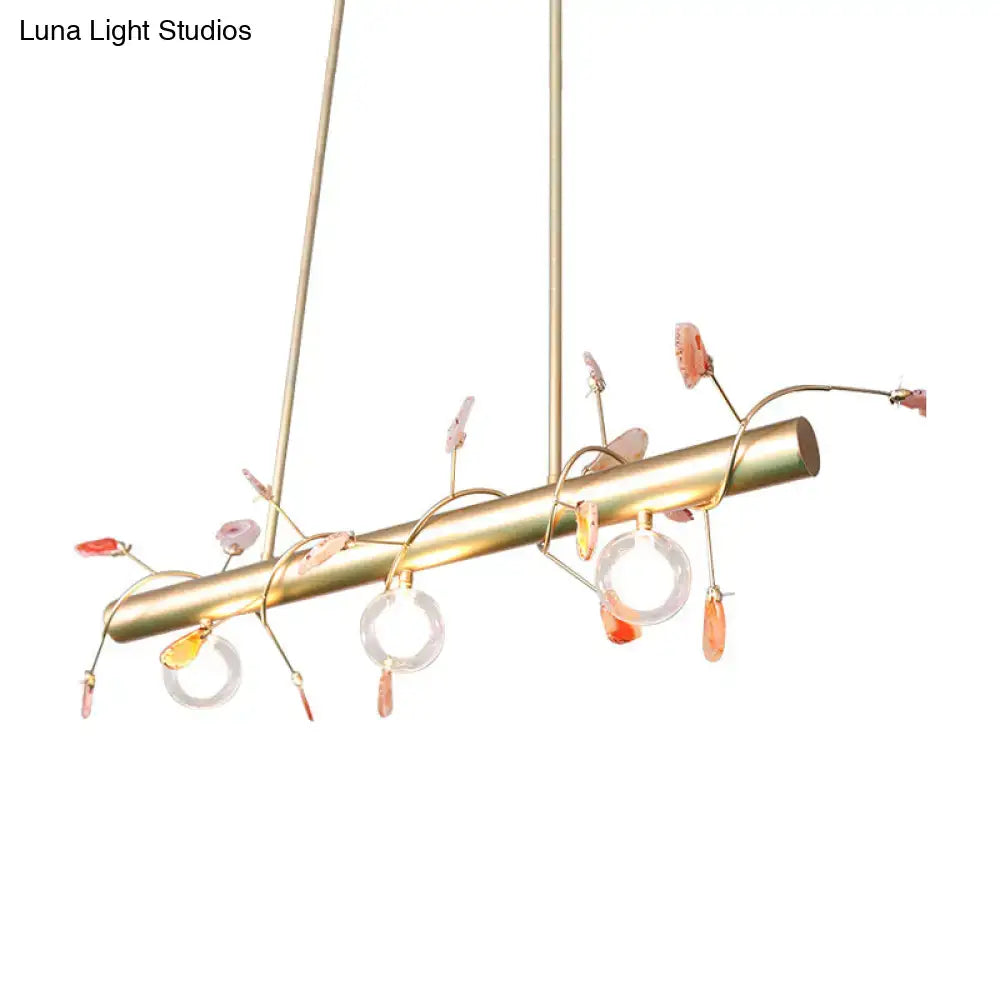 Modern gold leaf 3 light type pendant – kitchen 110v-120v glass bulbs