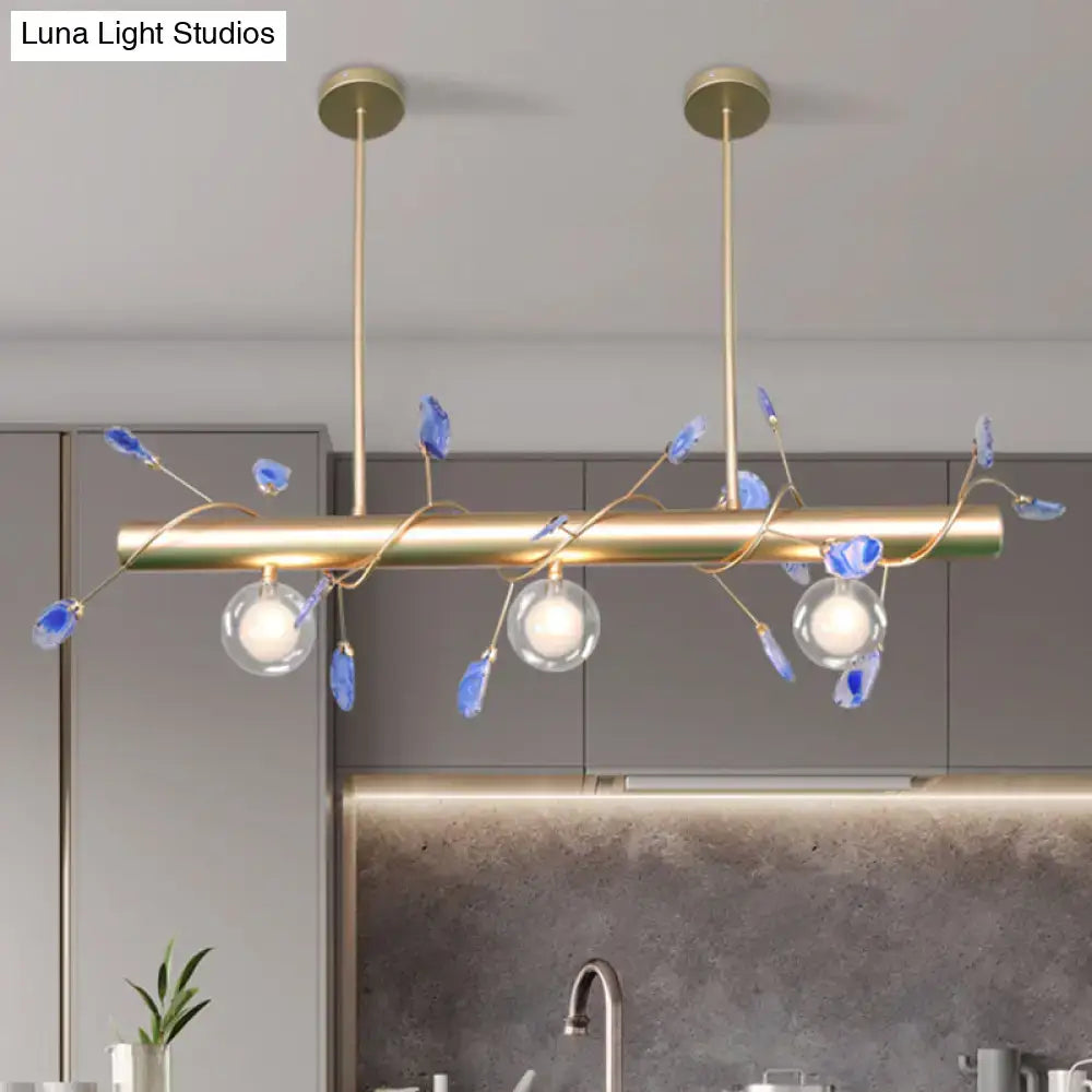 Modern gold leaf 3 light type pendant – kitchen 110v-120v glass bulbs