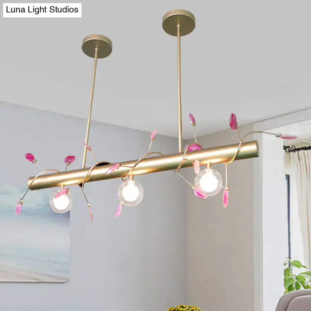 Modern gold leaf 3 light type pendant – kitchen 110v-120v glass bulbs