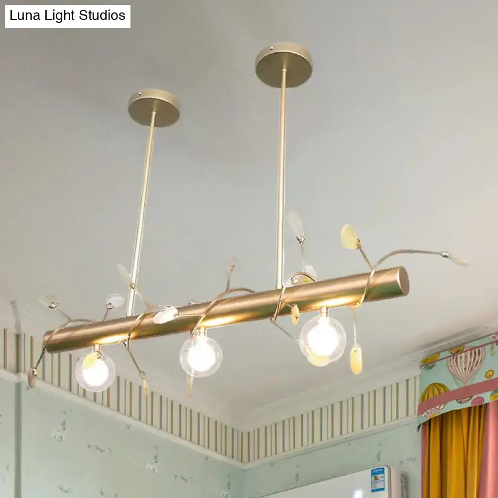Modern gold leaf 3 light type pendant – kitchen 110v-120v glass bulbs
