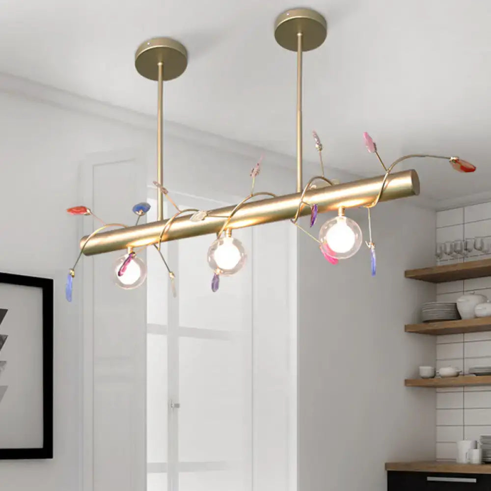 Modern gold leaf 3 light type pendant – kitchen 110v-120v glass bulbs