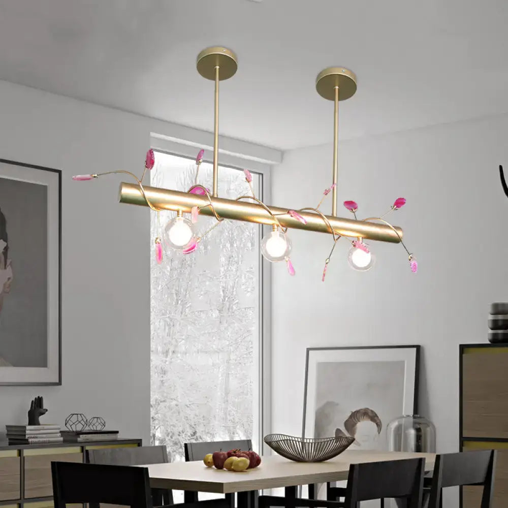 Modern gold leaf 3 light type pendant – kitchen 110v-120v glass bulbs