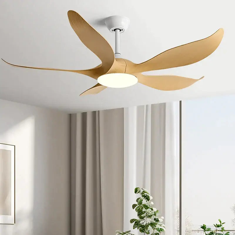 Modern gold leaf ceiling fan with led light and remote bedroom