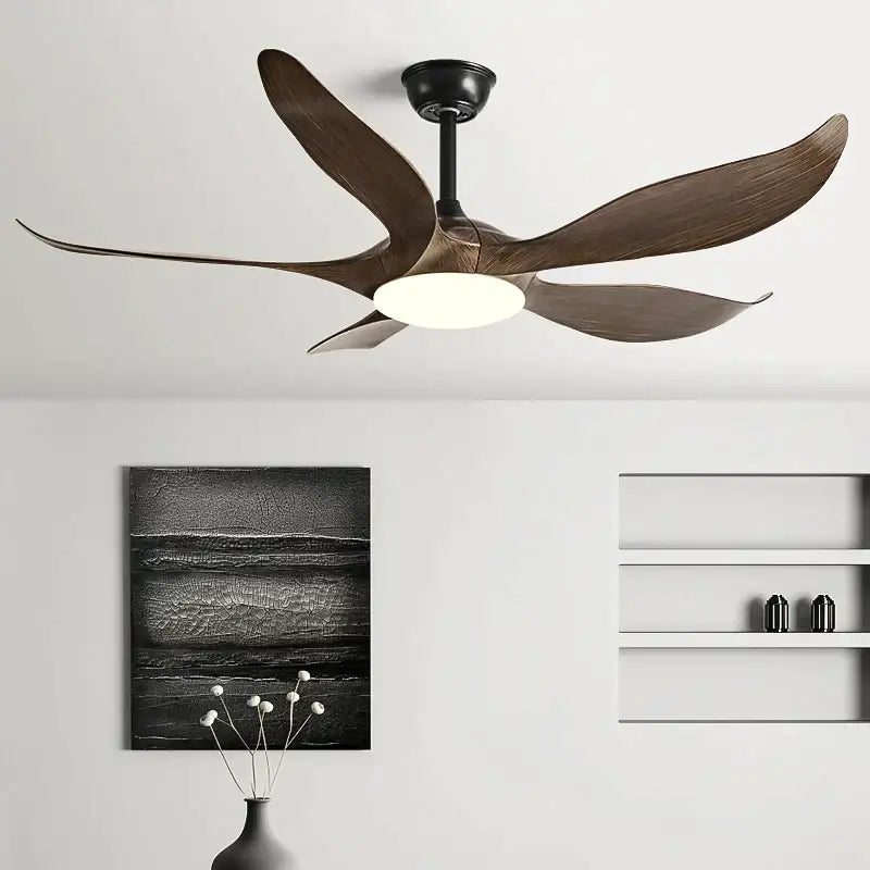 Modern gold leaf ceiling fan with led light and remote bedroom