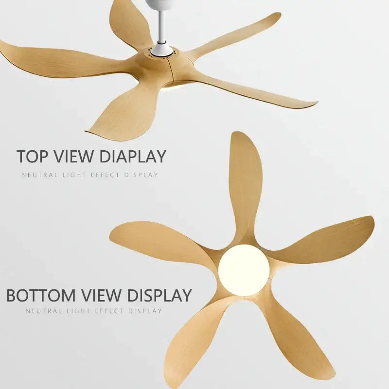 Modern gold leaf ceiling fan with led light and remote bedroom