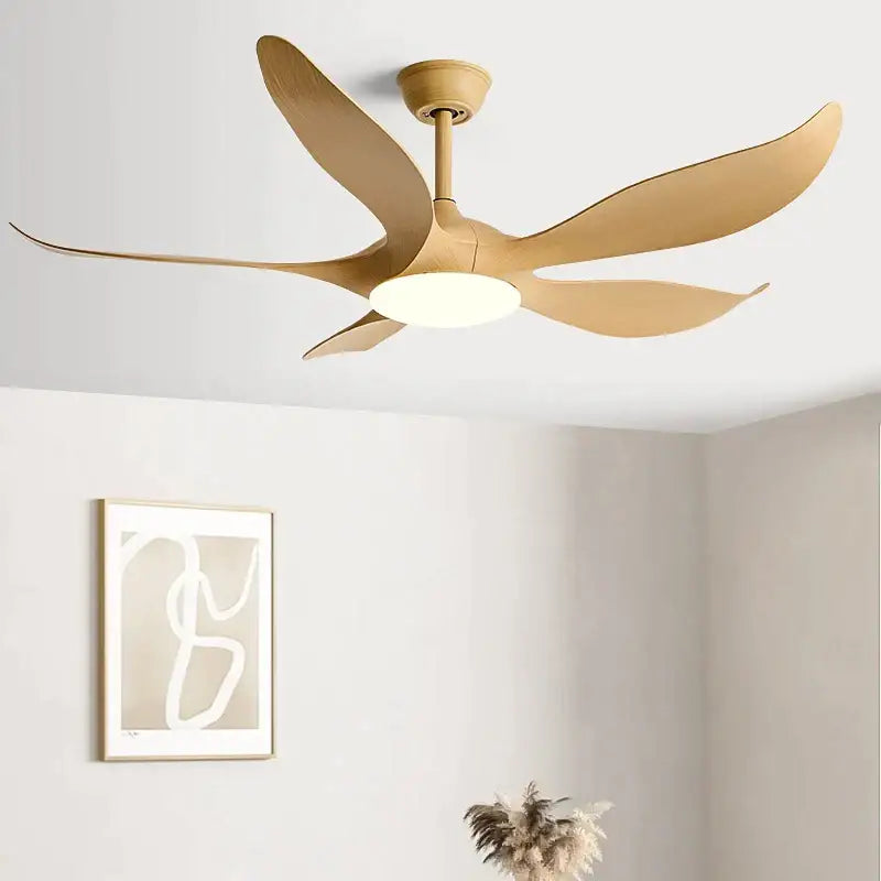 Modern gold leaf ceiling fan with led light and remote bedroom