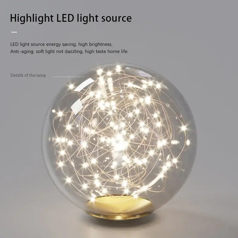 Modern gold led ceiling chandeliers glass ball dining room light