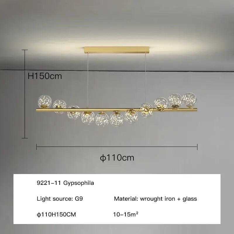 Modern gold led ceiling chandeliers glass ball dining room light
