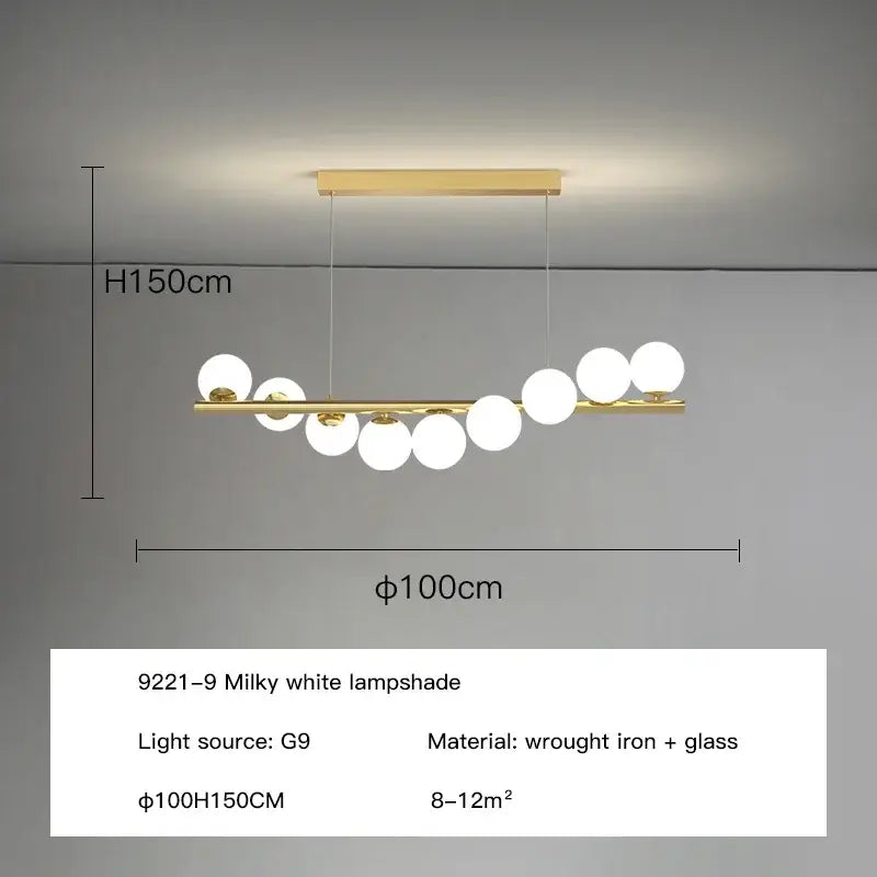 Modern gold led ceiling chandeliers glass ball dining room light