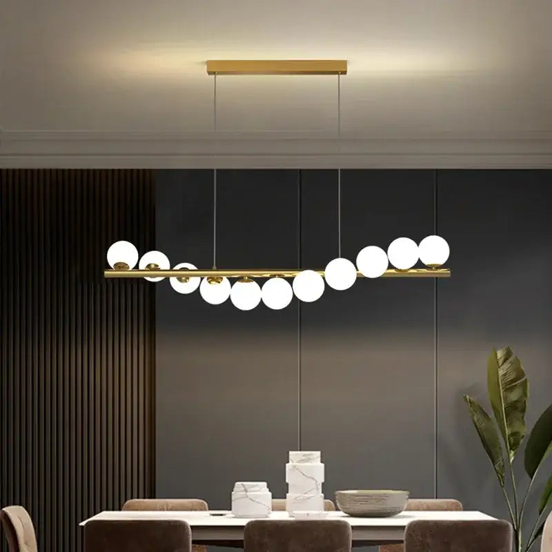 Modern gold led ceiling chandeliers glass ball dining room light