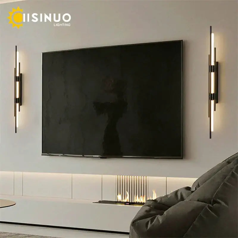 Modern gold led long liner wall sconce living room light