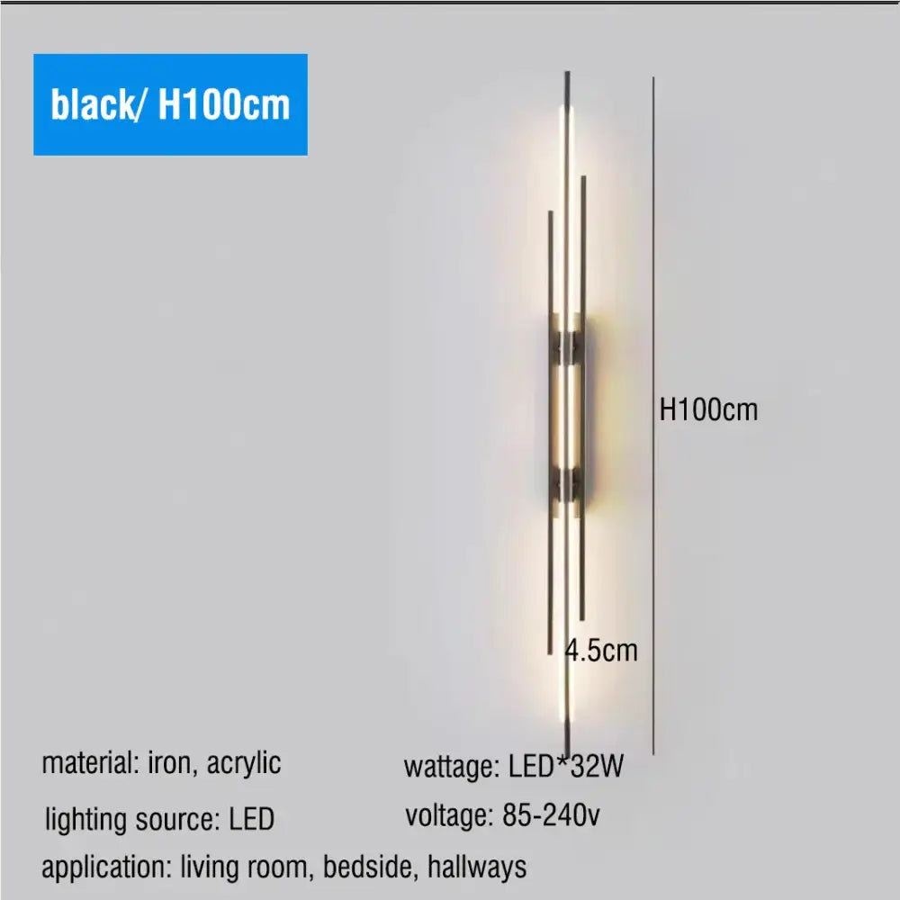 Modern gold led long liner wall sconce living room light